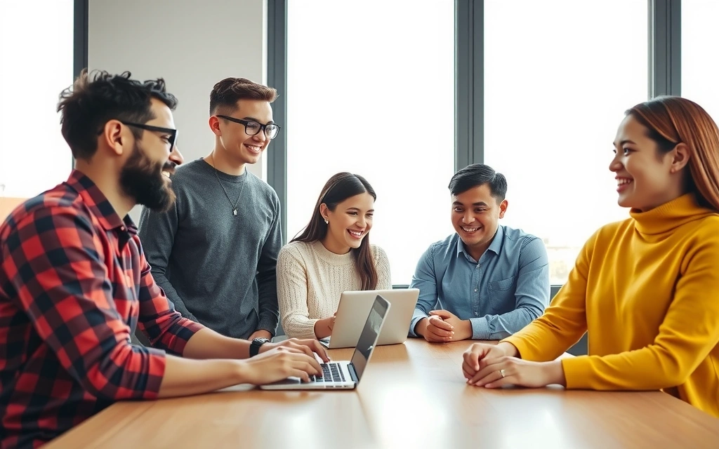 Equipo de Vitaminas Naturales y Salud colaborando en un ambiente moderno y luminoso